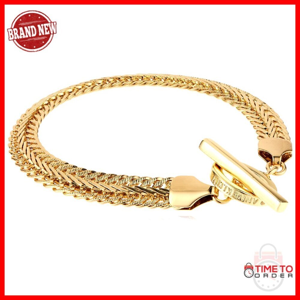 Goldtone Chain Bracelet Elegant Minimal Chic Everyday Wear Toggle Closure